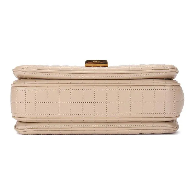 CELINE Leather Small Square Bag Shoulder Bag, Crossbody Bag Regular Women's Nude-3