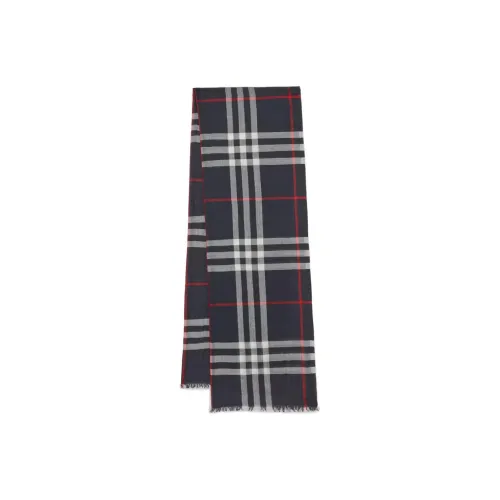 Burberry Silk Scarf Unisex Marine Blue