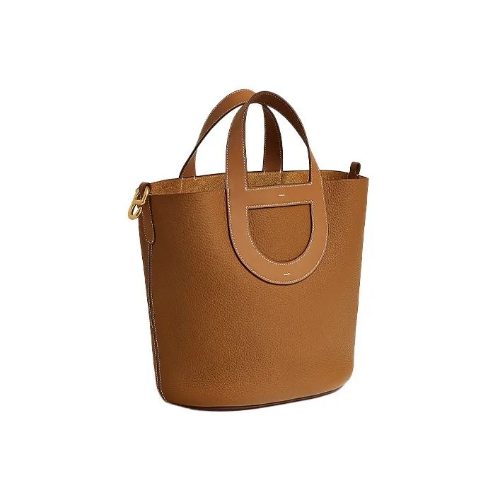 HERMES In The Loop Clémence Bullhide With Swift Calfskin Basket Bag Handbag Bucket Bag Women's Gold-1