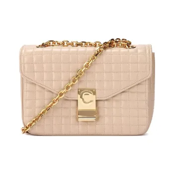 CELINE Leather Small Square Bag Shoulder Bag Crossbody Bag Regular Women's Nude