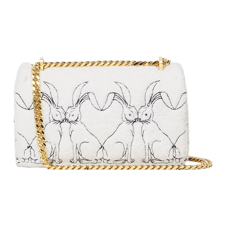 Burberry Lola Lola Bag Lambskin Decoration Shoulder Bag Crossbody Bag Small Size Women's White-2