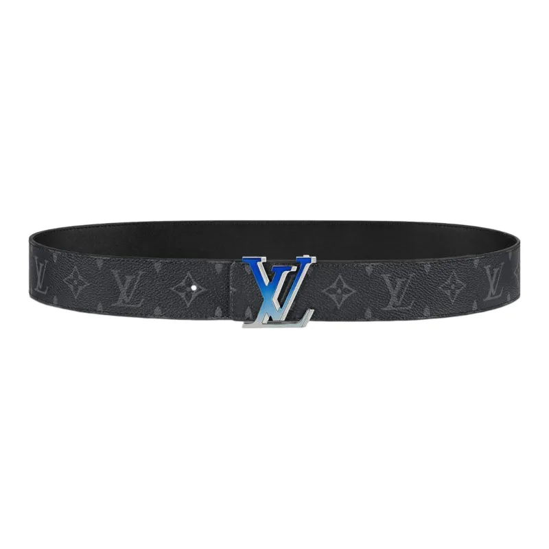 LOUIS VUITTON Cow Leather Belts Men's Black Width 4cm-1