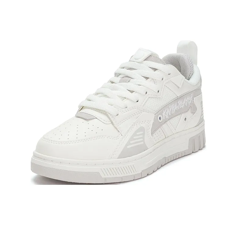 Kappa Warm Slip-Resistant Low-Top Skateboard Shoes Unisex White Gray-1