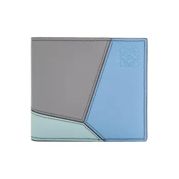 LOEWE Puzzle Cow Leather Wallet Men's Asphalt Gray/Olympic Blue