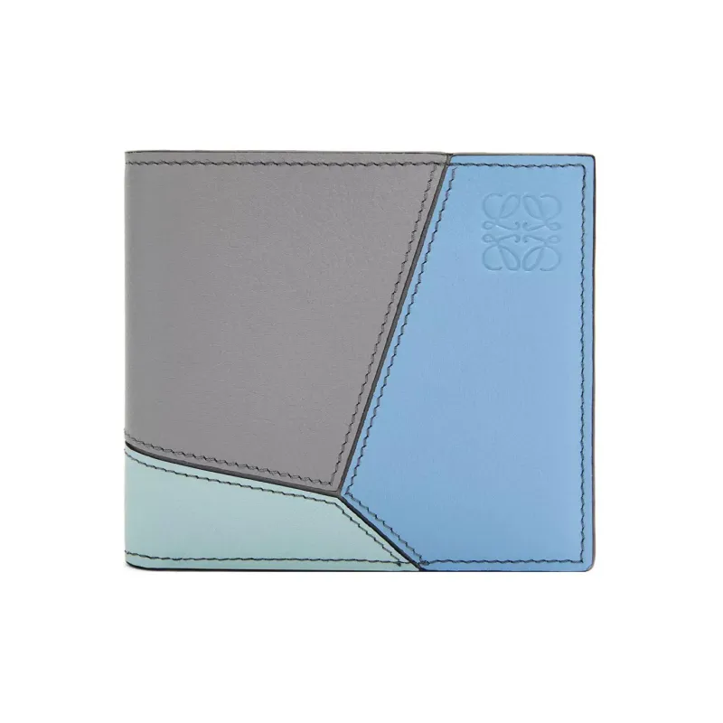 LOEWE Puzzle Cow Leather Wallet Men's Asphalt Gray/Olympic Blue-0