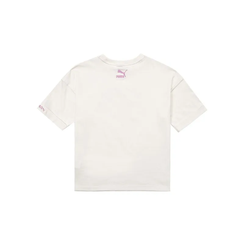 PUMA Drop Shoulder Sleeve T Shirt Women's Beige-1