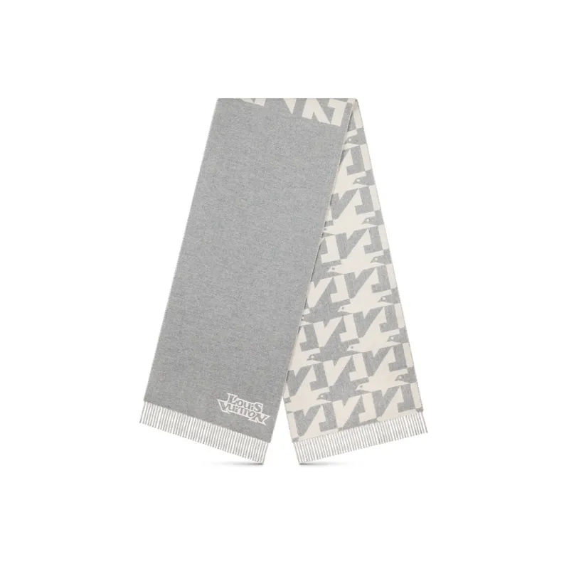 LOUIS VUITTON DOVE Knit Scarf Men's Gray-0