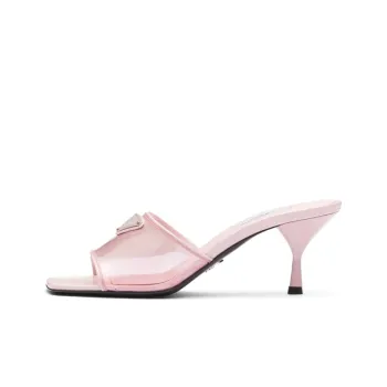PRADA Plexiglas 65mm Mule Sandals Alabaster Pink Patent Leather Women's