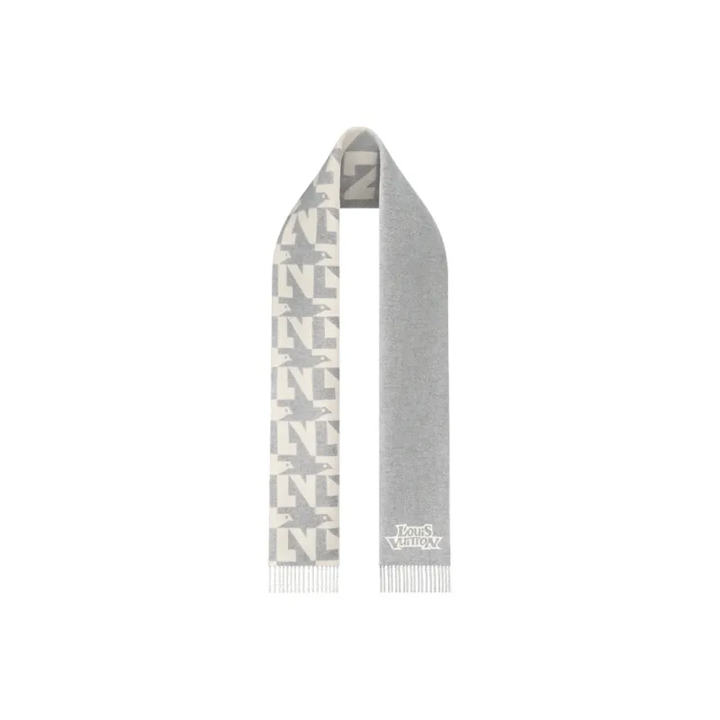 LOUIS VUITTON DOVE Knit Scarf Men's Gray-2