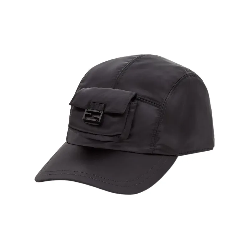 FENDI Cotton Baseball Caps Men's Black-0