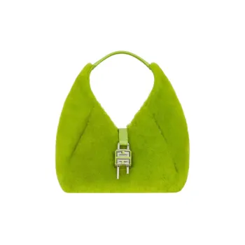 GIVENCHY G-Hobo Shearling Cow Leather Patchwork Hobo Bag Handbag Mini Women's Bright Green