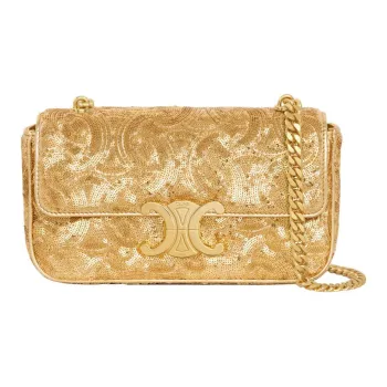 CELINE Triomphe Calfskin Shoulder Bag Handbag Shoulder Bag Women's Gold
