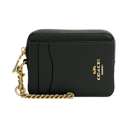 COACH Card Case Pebbled Cow Leather Document Wallet Card Holders Mini Women's Dark Green
