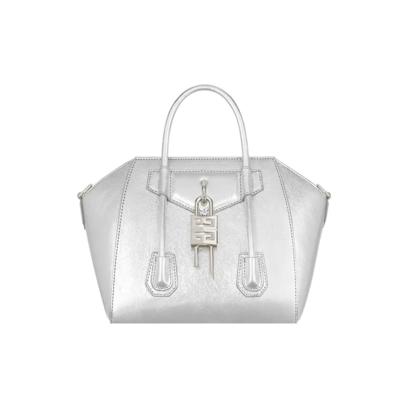 Givenchy Antigona Calfskin Shoulder Bag, Crossbody Bag, Handbag Mini Women's Silver-0