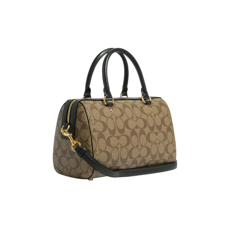 COACH Rowan Satchel Bag Medium Khaki/Black-1