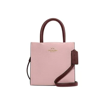COACH Cally High Quality Pebbled Leather Handbag Shoulder Bag Crossbody Bag Mini Women's Pink & Burgundy