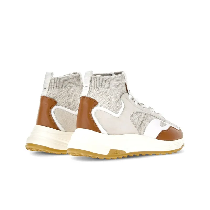 HOGAN Hyperlight Slip-Resistant High-Top Casual Shoes Men's White Beige Brown-3