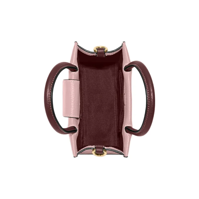 COACH Cally High-Quality Pebbled Leather Handbag Shoulder Bag Crossbody Bag Mini Women's Pink & Burgundy-2