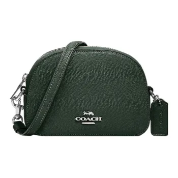 COACH Serena Pebbled Leather Shoulder Bag, Crossbody Bag Mini Women's Dark Green