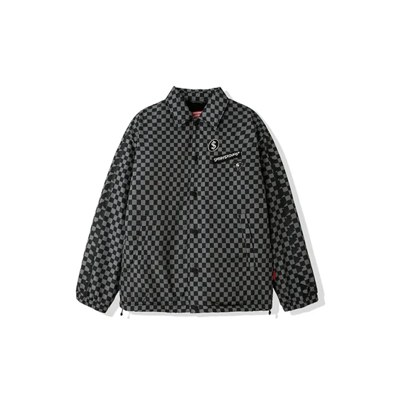 SPRAYGROUND Animal Pattern Letter Checkerboard Lapel Loose Fit Puffer Jacket Unisex-1