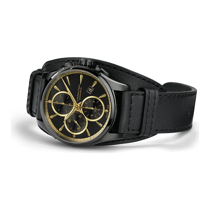HAMILTON Jazz Series Automatic Mechanical Movement Unisex Watch 42mm Black Dial Stainless Steel Case Cow Leather Strap-1