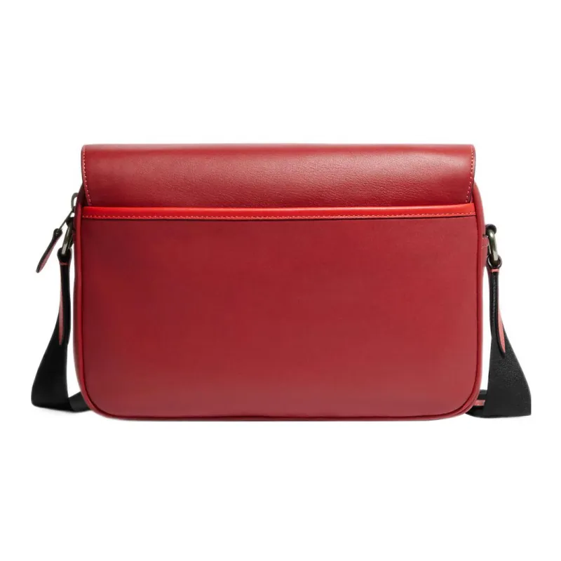 COACH Track Cow Leather Shoulder Bag Crossbody Bag Large Size Men's Red & Khaki-1