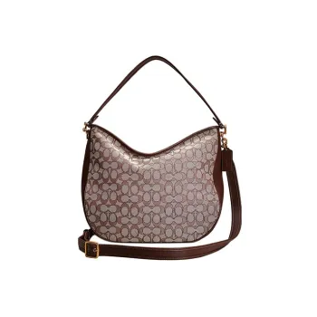 COACH Tabby Jacquard Fabric With Leather Hobo Bag, Shoulder Bag, Crossbody Bag, Handbag Tubas Women's Gray
