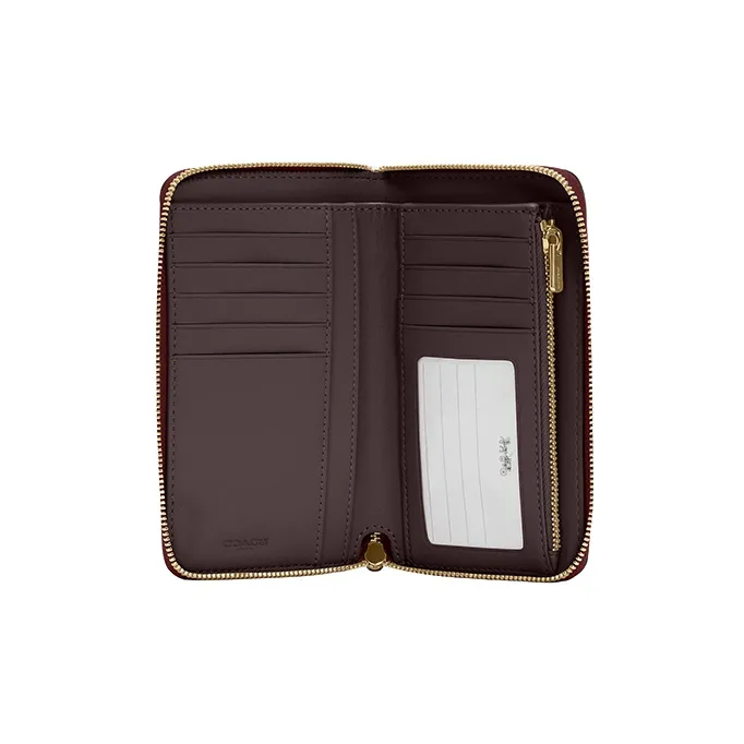 COACH High-Quality Pebbled Leather Card Holder Wallet Small Size Women's Cherry Red-1