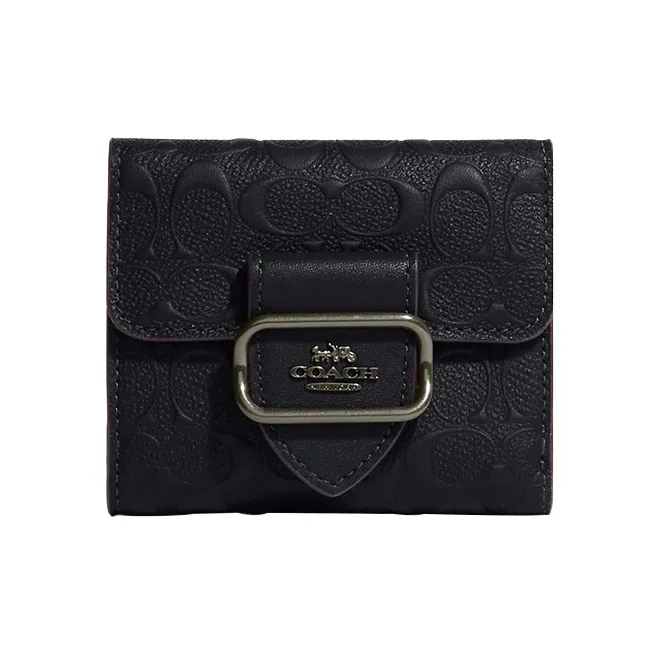 COACH Morgan Iconic Smooth Calfskin With Smooth Leather Card Holder Wallet Small Size Women's Midnight Blue-0