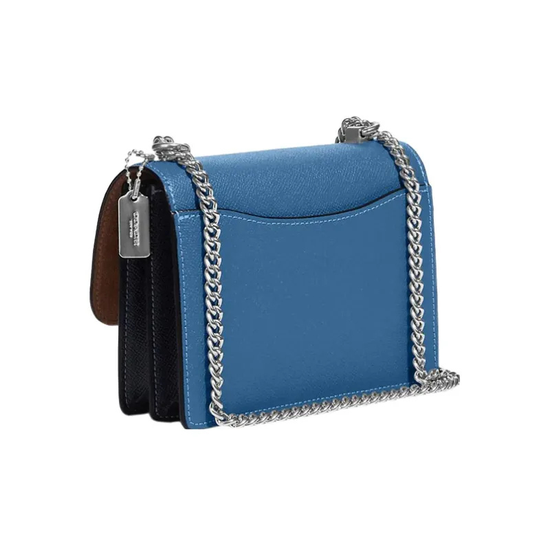 COACH Klare Cross Grain Leather Shoulder Bag, Crossbody Bag Mini Women's Blue-1