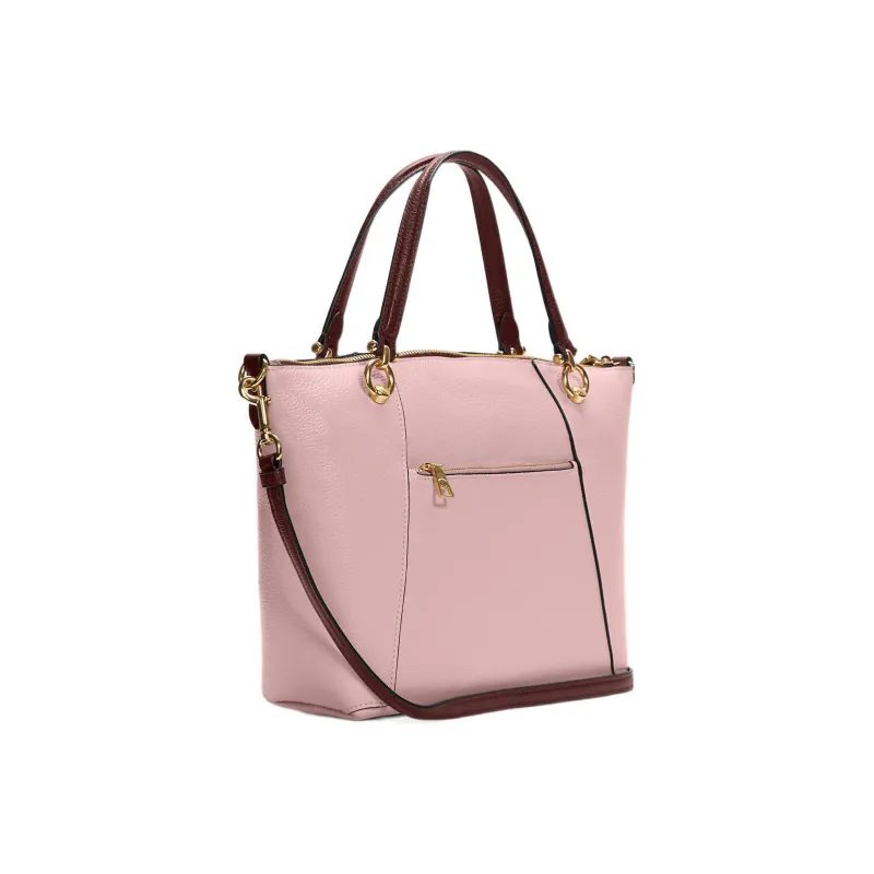 COACH Kacey Genuine Leather Briefcase Shoulder Bag Crossbody Bag Handbag Medium Size Women's Pink & Burgundy-1