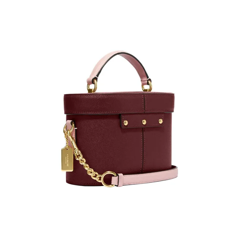 COACH Kay Cross-Stitch Leather Handbag Shoulder Bag Crossbody Bag Small Size Women's Cherry Red-1