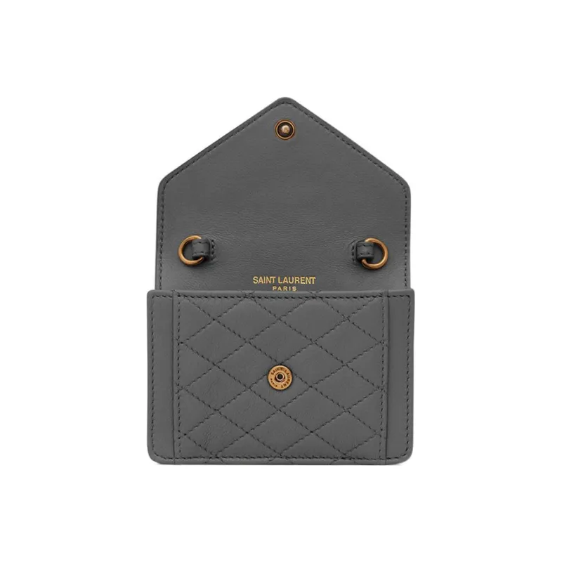 SAINT LAURENT GABY Sheepskin Shoulder Bag Crossbody Bag Extra Mini Women's Dark Gray-5