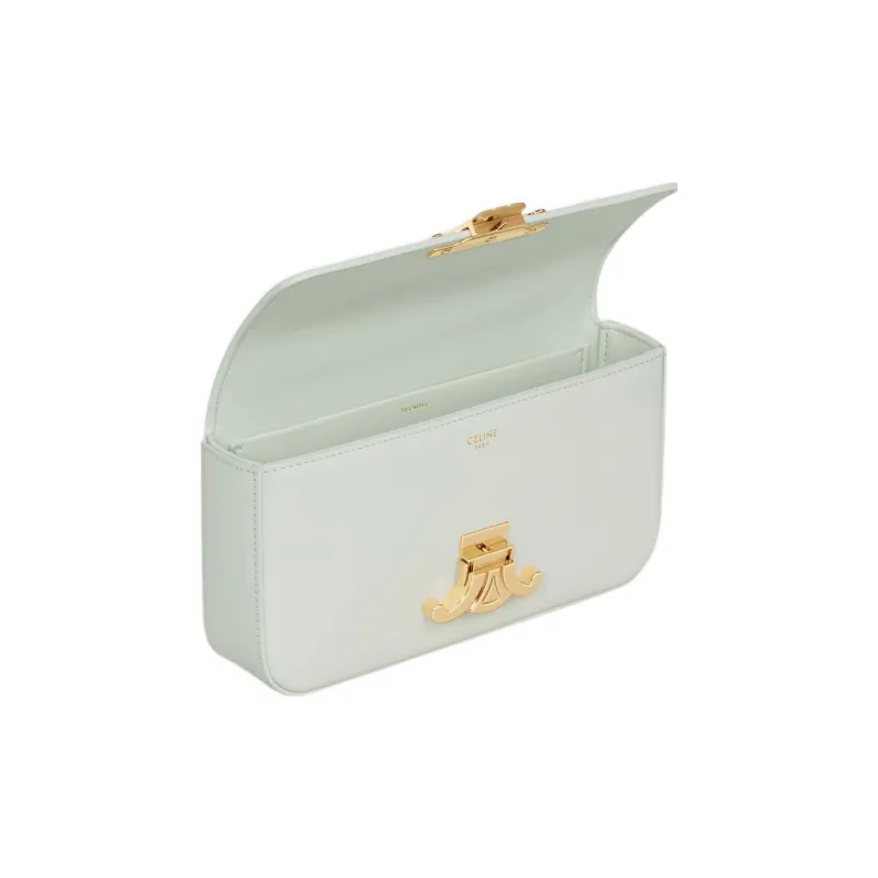 CELINE Triomphe Shiny Cow Leather Shoulder Bag, Handbag, Shoulder Bag Women's Light Green-3