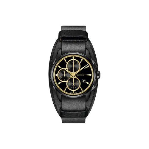 HAMILTON Jazz Series Automatic Mechanical Movement Unisex Watch 42mm Black Dial Stainless Steel Case Cow Leather Strap