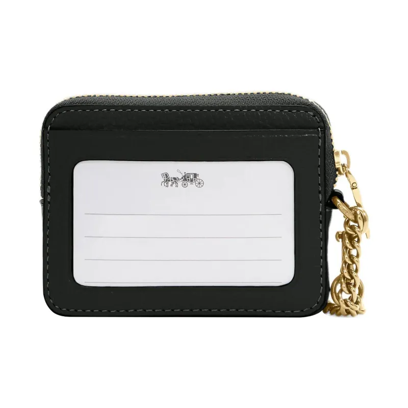 COACH Card Case Pebbled Cow Leather Document Wallet Card Holders Mini Women's Dark Green-1