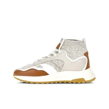 HOGAN Hyperlight Slip-Resistant High-Top Casual Shoes Men's White Beige Brown