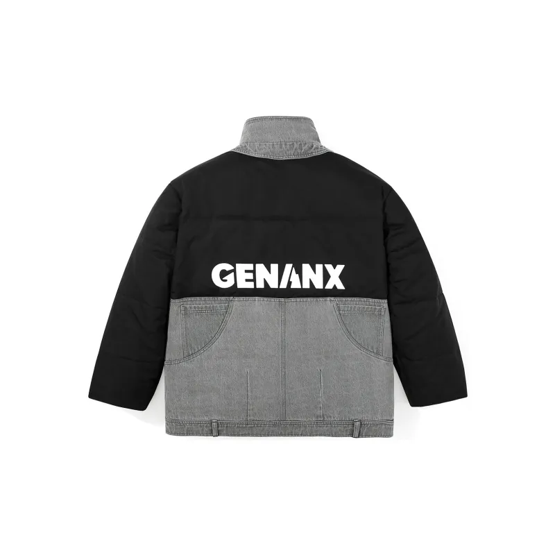 GENANX Puffer Jackets Unisex Black Gray Color-2