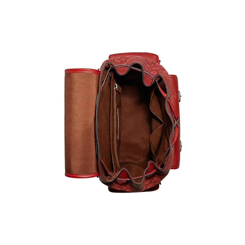 COACH Sprint Fabric With Pebbled Leather And Calfskin Backpack Large Size Men's Red-4