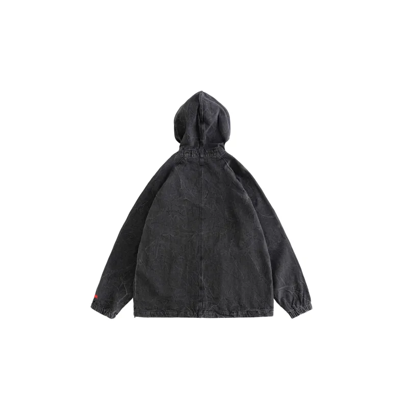 BLUELANDINC Loose Fit Denim Jacket Women's Black Gray Color-1