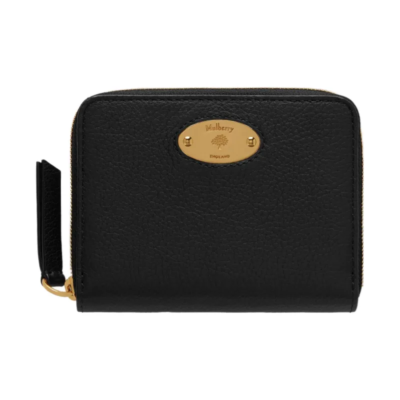 Mulberry Grain Cow Leather Wallet Trumpets Women's Black-0