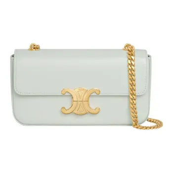 CELINE Triomphe Shiny Cow Leather Shoulder Bag, Handbag, Shoulder Bag Women's Light Green
