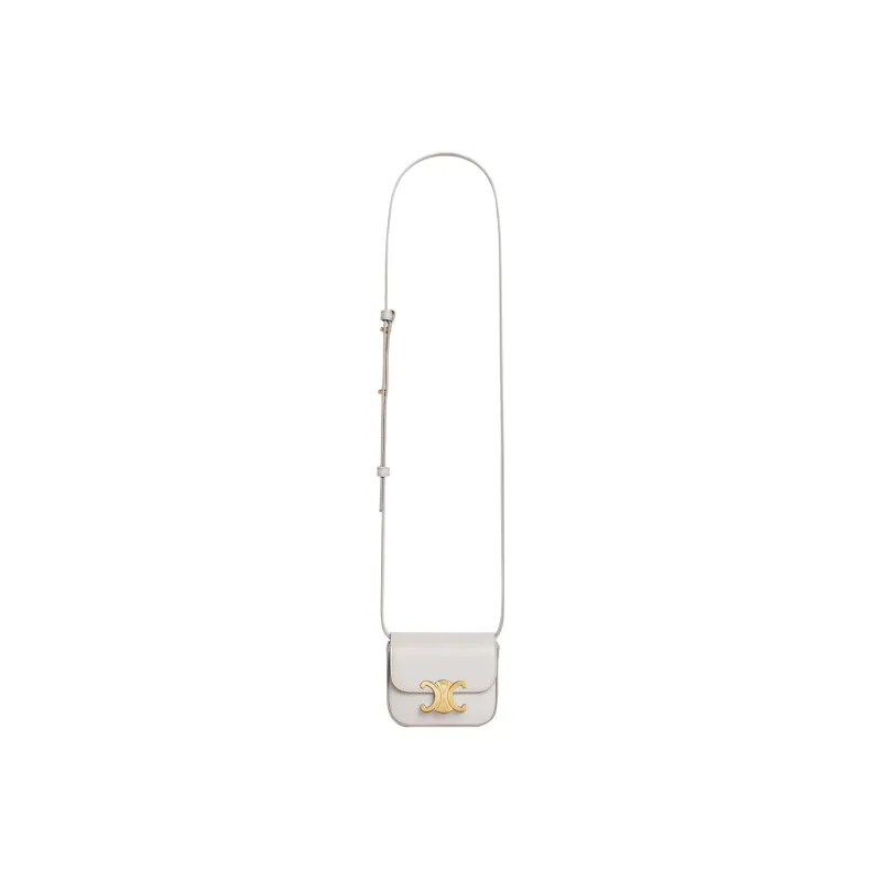 CELINE Triomphe Calfskin Shoulder Bag, Crossbody Bag Mini Women's White-4