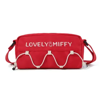 Miffy Nylon Fabric Small Square Bag, Crossbody Bag, Shoulder Bag Small Size Women's Red