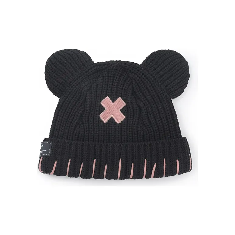 LAMLICKA Knitted Fabric Beanies Unisex Black-0