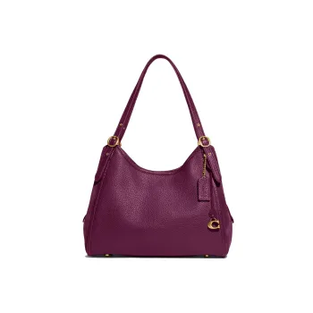 COACH Lori Grain Leather With Suede Shoulder Bag, Handbag, Shoulder Bag Women's Deep Berry Purple