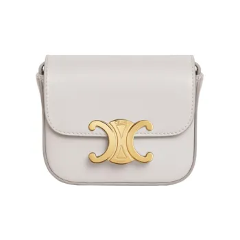CELINE Triomphe Calfskin Shoulder Bag, Crossbody Bag Mini Women's White