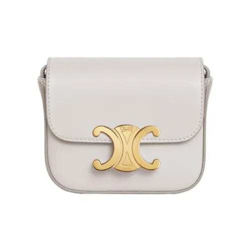 CELINE Triomphe Calfskin Shoulder Bag, Crossbody Bag square Women's White