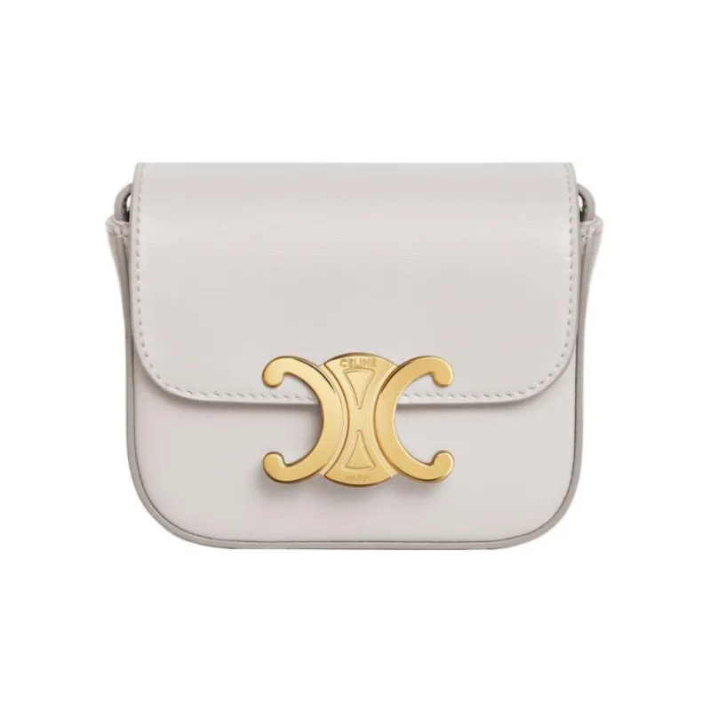 CELINE Triomphe Calfskin Shoulder Bag, Crossbody Bag Mini Women's White-0