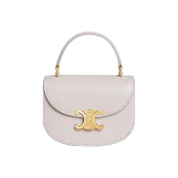 CELINE BesaceTriomphe Shiny Calfskin Shoulder Bag Crossbody Bag Handbag Mini Women's White
